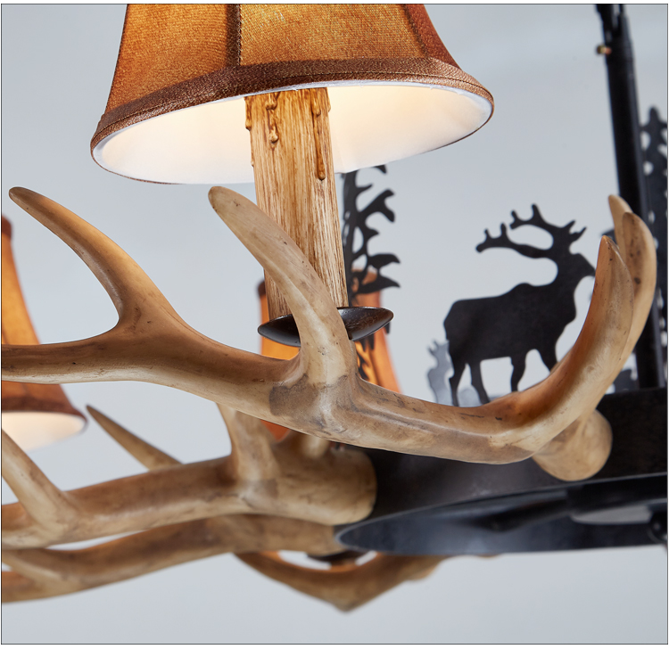 Antique 8 Lights American Village Elk Antler Chandelier