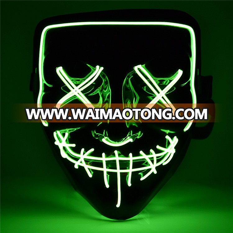 Led Mask Halloween Party Masque Masquerade Masks Neon Mask Light Glow In The Dark Mascara Horror Mask Glowing Masker Purge