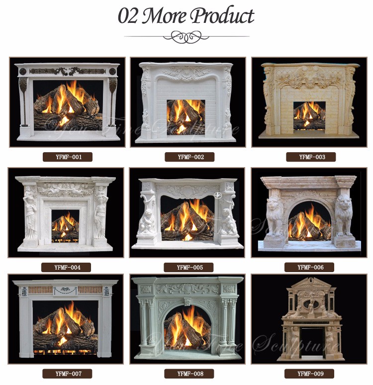 French Style Hand Carved White Marble Fireplace