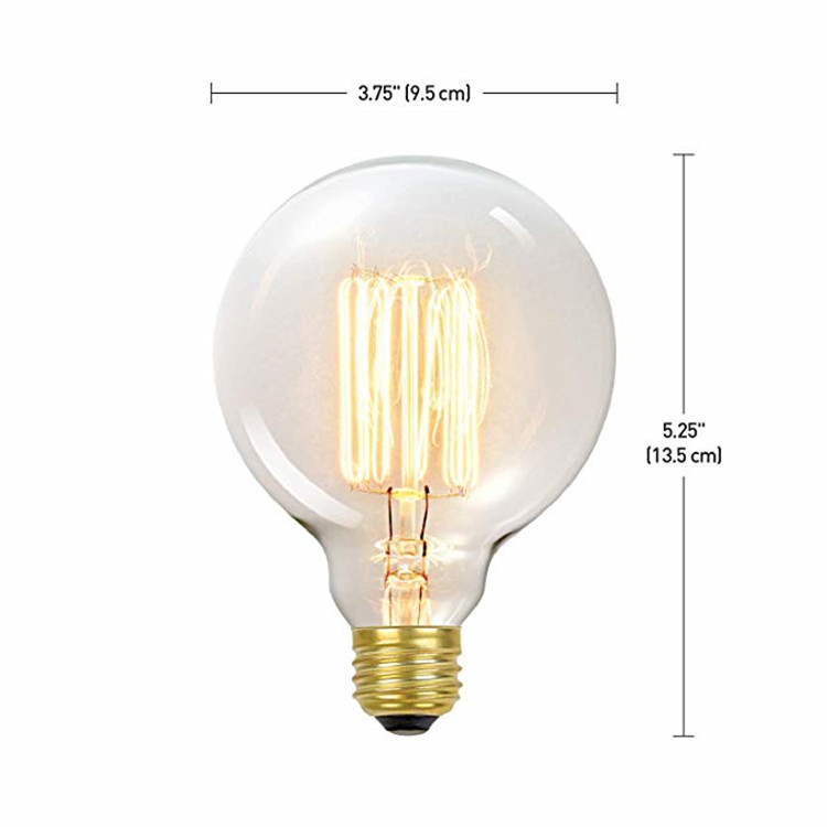 245 Lumens Globe 60W Vintage Edison G30 Tungsten Incandescent Filament Light Bulb With E26 Standard Base