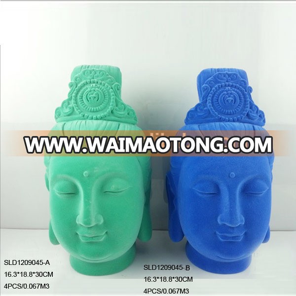 Handmade religious craft polyresin flocked buddha head