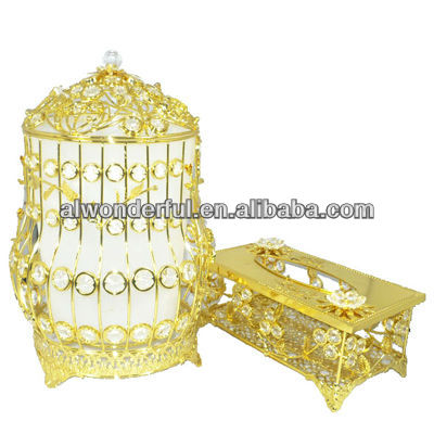 2015 decorative gold plated plastic trash bin L888