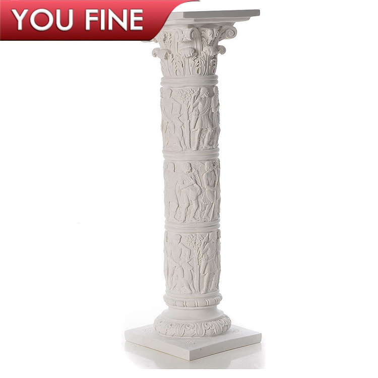 White Colours Beautiful Relief Antique Marble Pillar