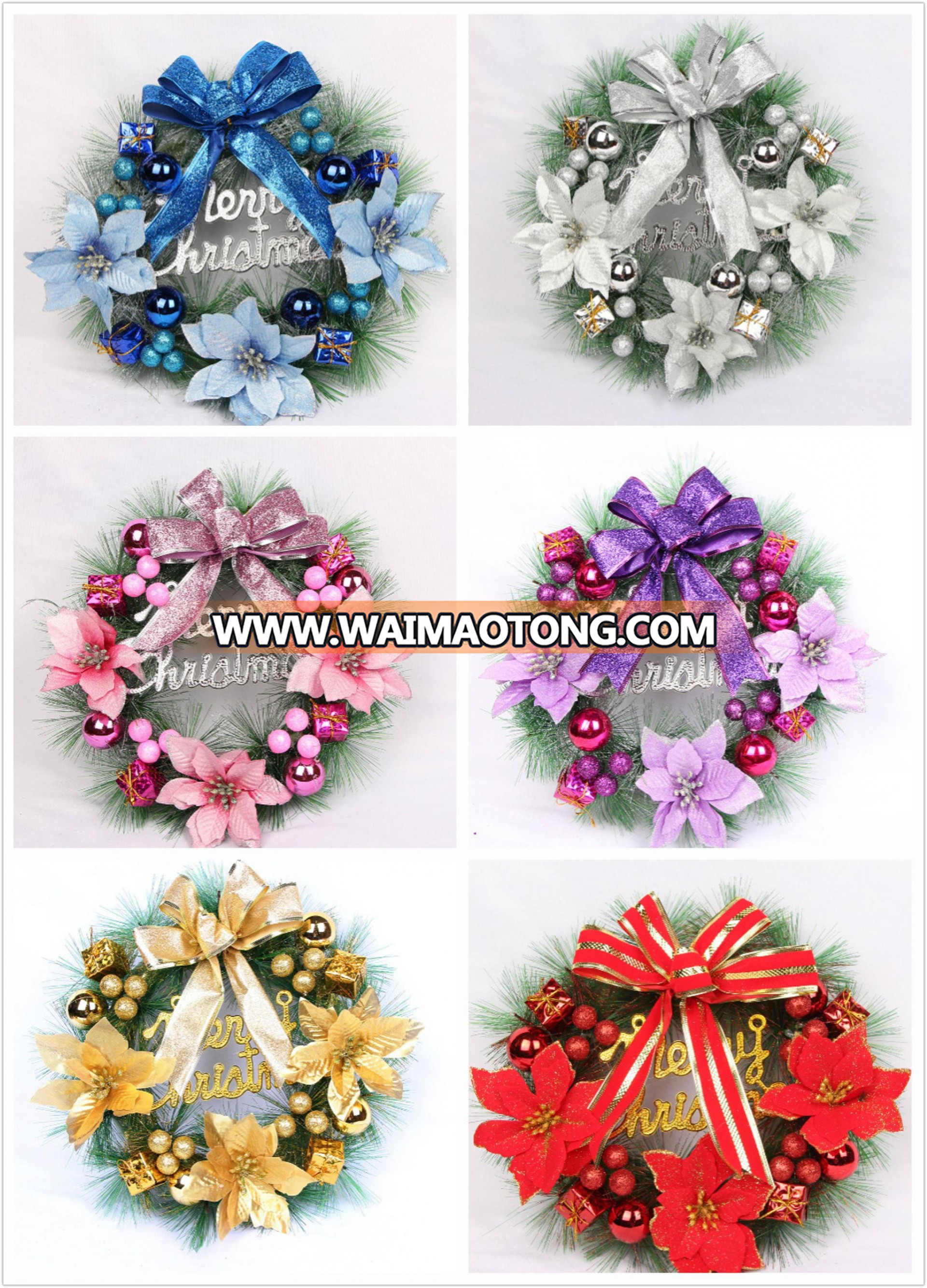 40cm decorated Xmas wreath pine needle Christmas wreath for door hanger