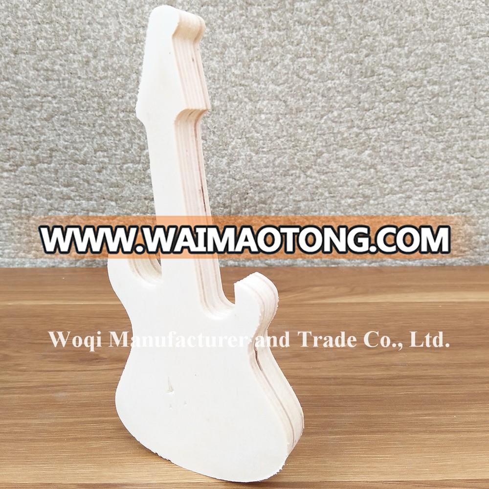 2017 High Quality MDF Customized shape Wooden Cutouts art Crafts, educational carving animal toy guitar