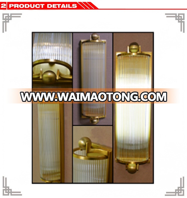 New look Brass wall lamp with clear glass tube BRWL593-2 for villa hotel decoration