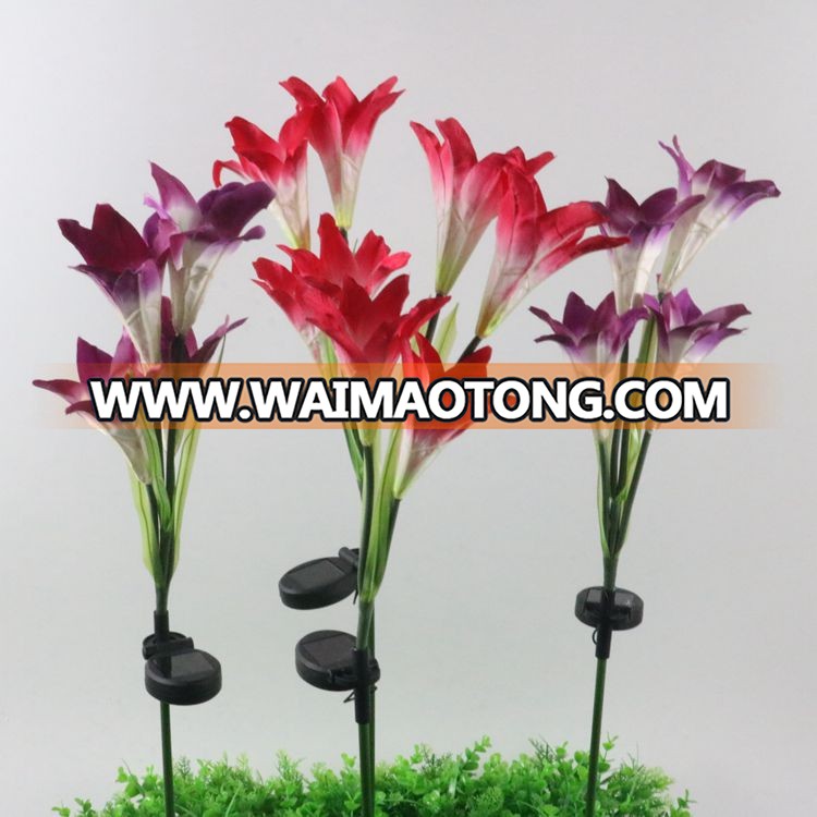 OEM supplier colorful color changing garden lamp decoration stake LED solar flower light