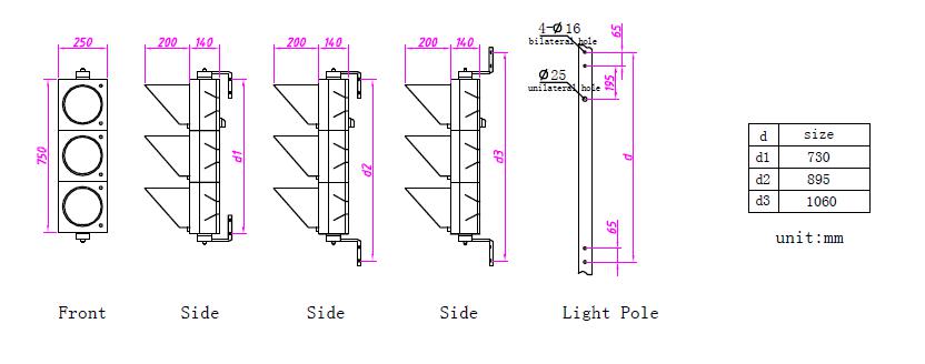 Vehicle Dia. 200mm tricolor traffic arrow led lights