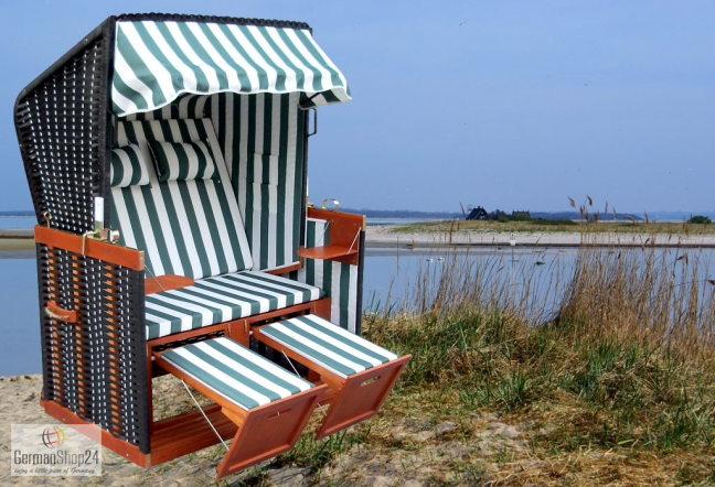 roofed wicker german beach chair for sale