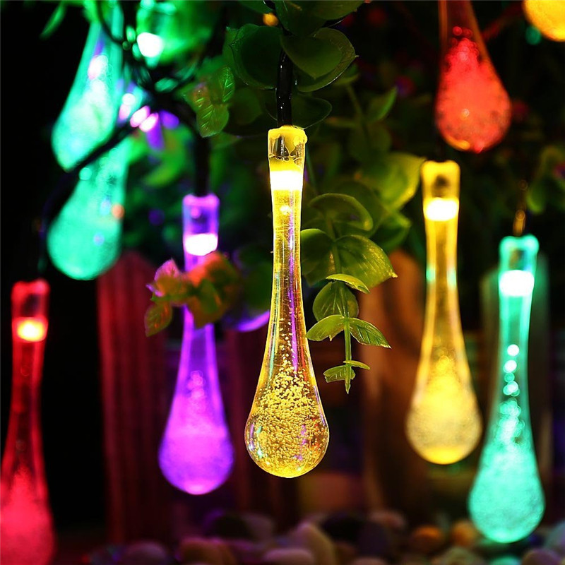 Led Solar Light Outdoor Garden Decoration String Lights Raindrop Waterproof Christmas Holiday Lighting Fairy Lamps