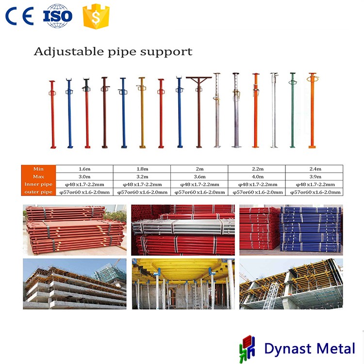 ASTM US standard electrical plated or painted with screw nut shoring props steel props Adjustable Steel Post Shore