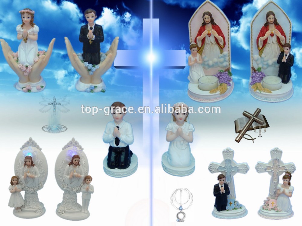 resin novelty communion praying boy and girl communion cake topper