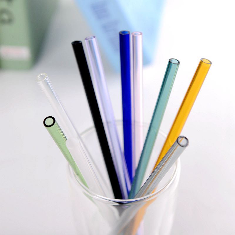 Handmade Borosilicate Straight Glass Straws Bent Glass Drinking Straws Colored