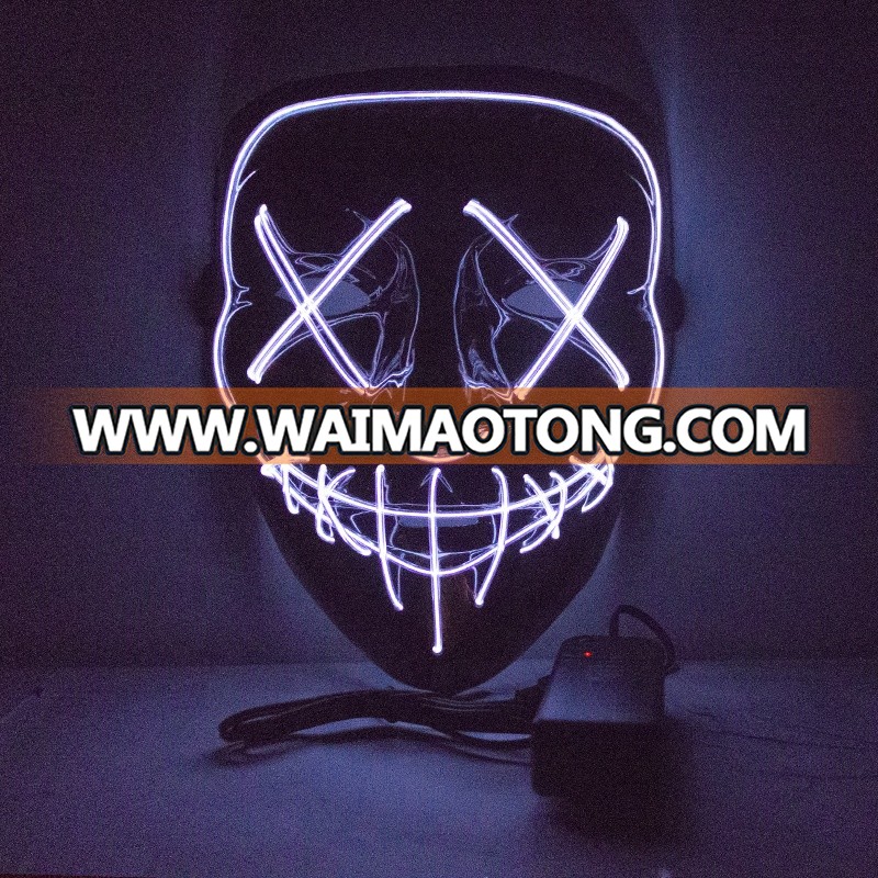 Led Mask Halloween Party Masque Masquerade Masks Neon Mask Light Glow In The Dark Mascara Horror Mask Glowing Masker Purge