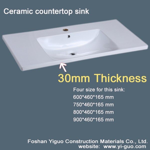 Bathroom Vanity countertop ceramic sink, Australia style, Feather edge basin, 30mm Thickness Yiguo