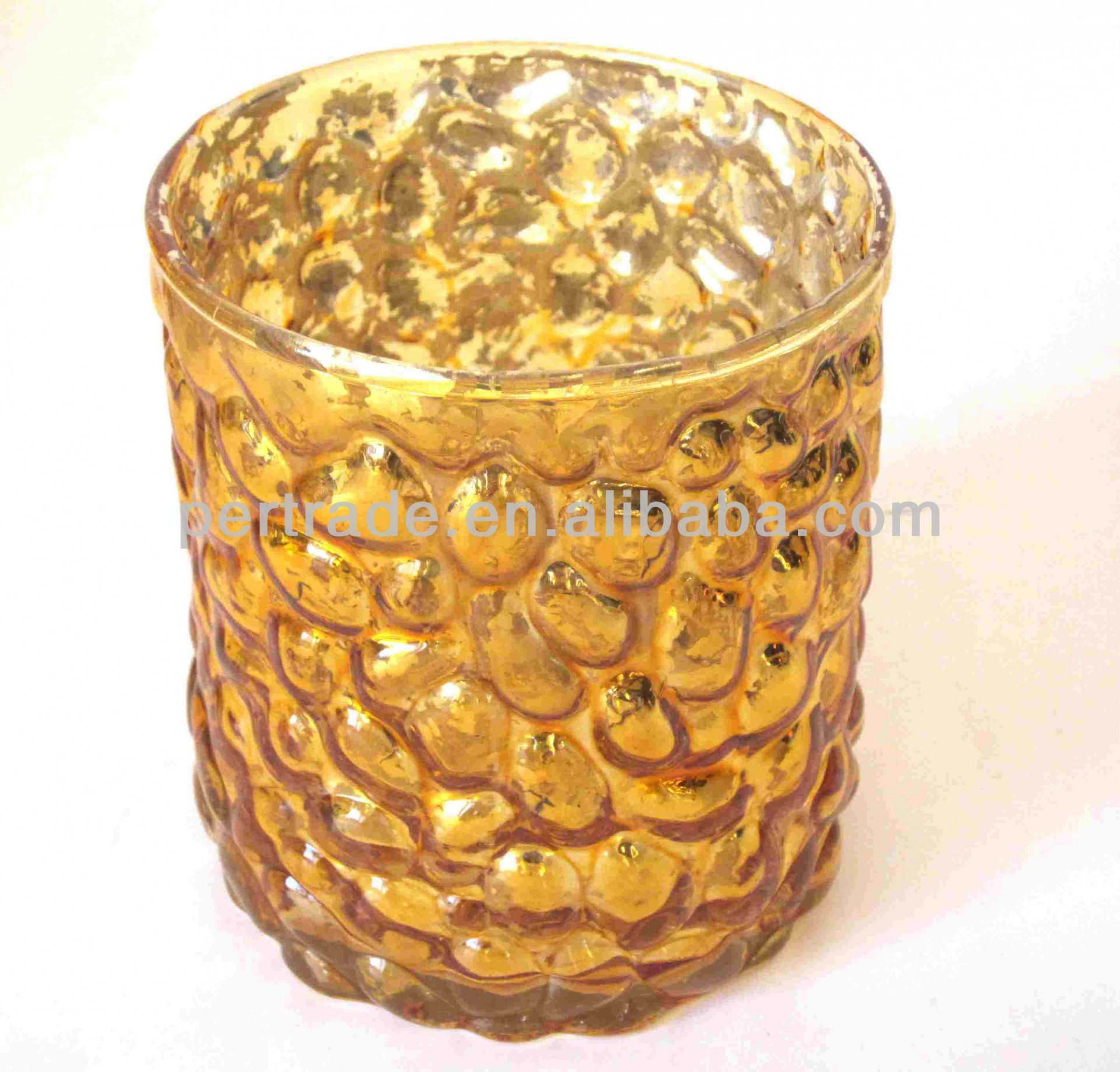 Handmade golden glass candle holder