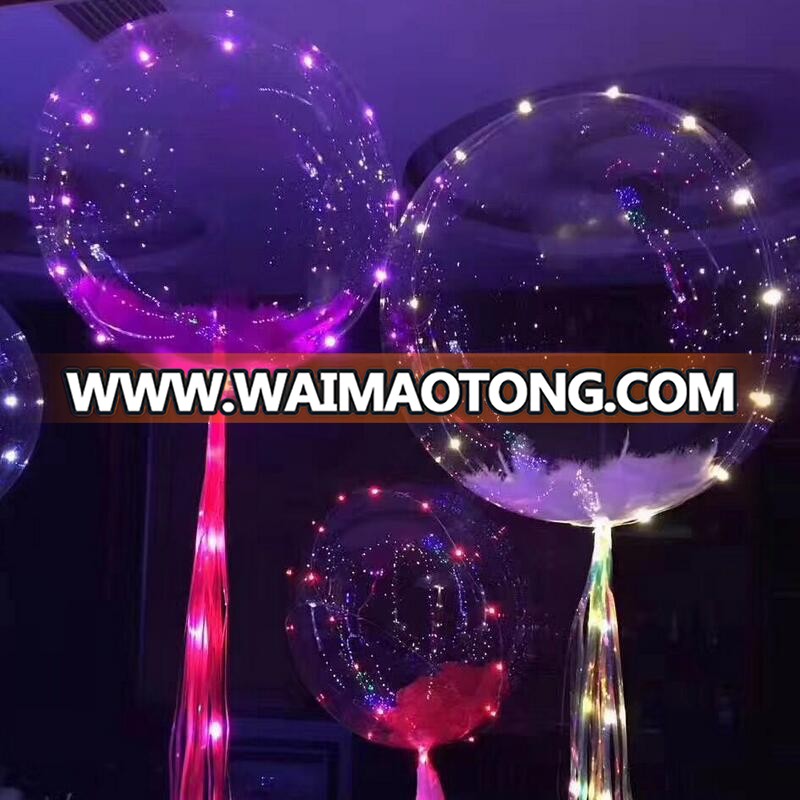 18inch Clear LED Helium Bobo Balloons with Copper LED Light Bar, String Light Creative Balloon for Birthday Wedding Christmas