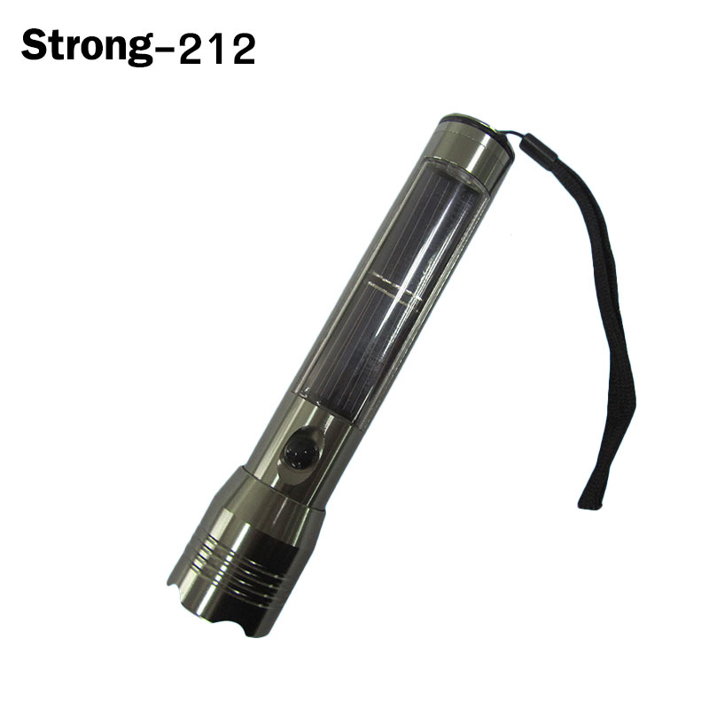 solar power Aluminum hand high brightness led solar flashlight