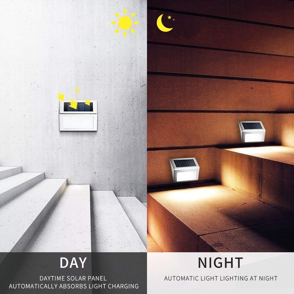 2018 new 3pcs LED outdoor warm white color solar step wall light lamp