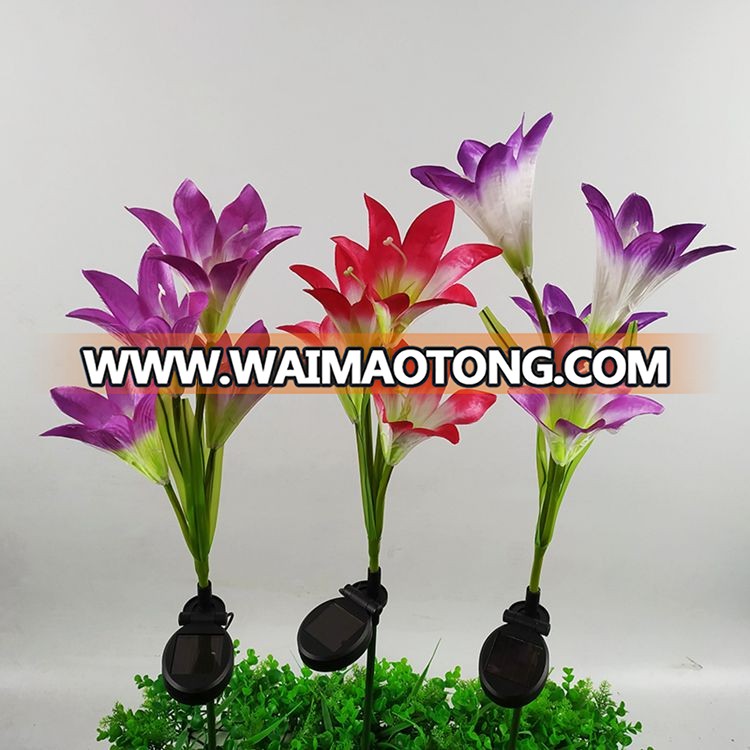 OEM supplier colorful color changing garden lamp decoration stake LED solar flower light