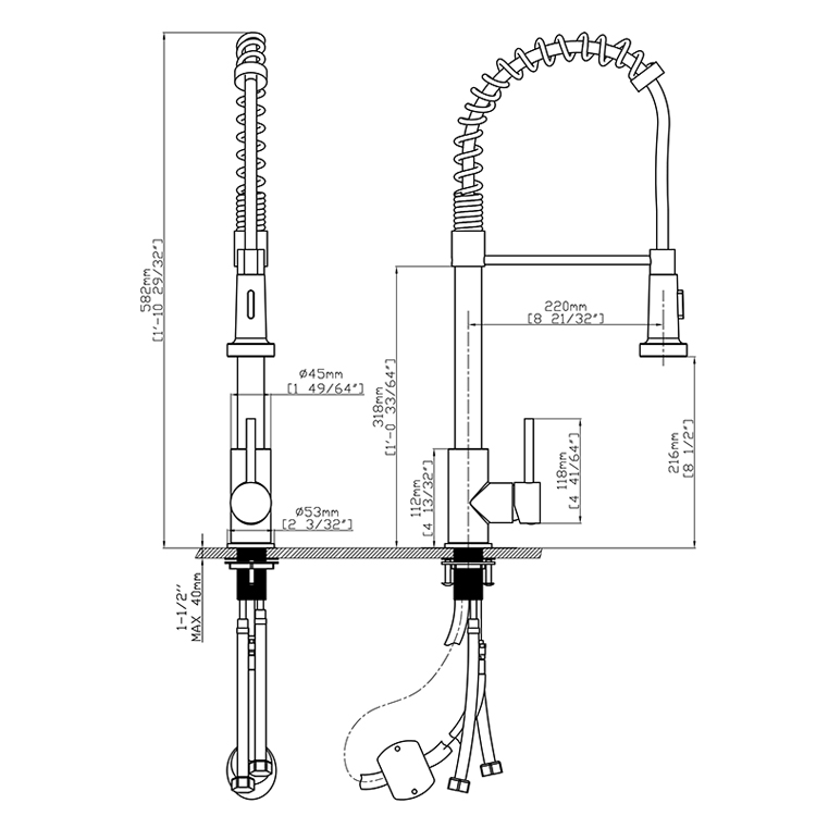 CE luxury cold and hot chrome finishing single handle pull down pull out spray kitchen sink faucet mixer tap taps for kitchen