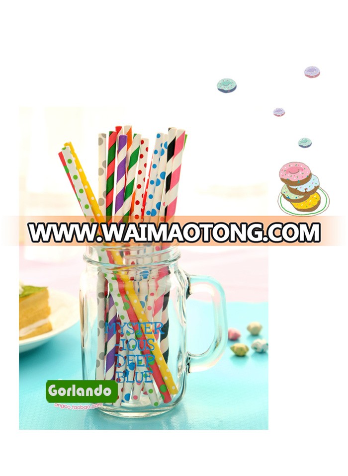 Hot Drinks Colored drinking Dot Striped printed paper straws