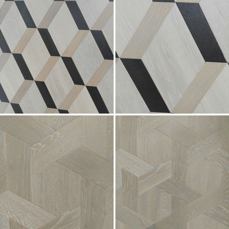 Artistic design white oak multilayer hexagonal parquet engineered wood flooring