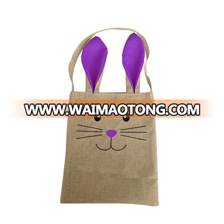 Shangyi high quality jute gifts bag purple bunny ears easter treat bag