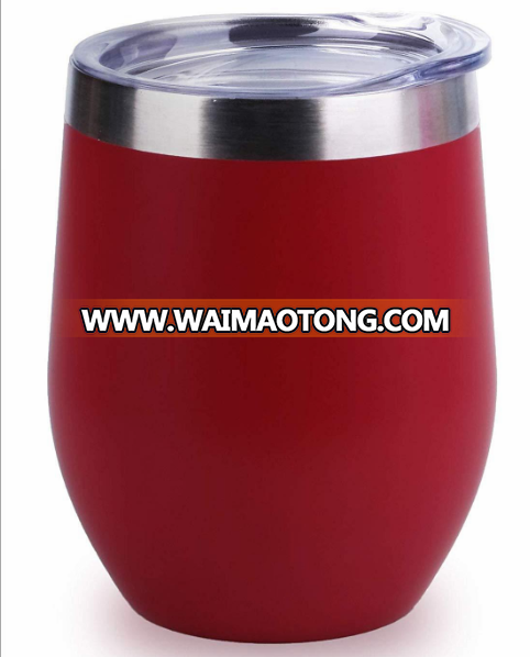 Amazon hot sale double wall stainless steel egg shape vacuumn insulate beer tumbler water cup  wine tumbler  with lid