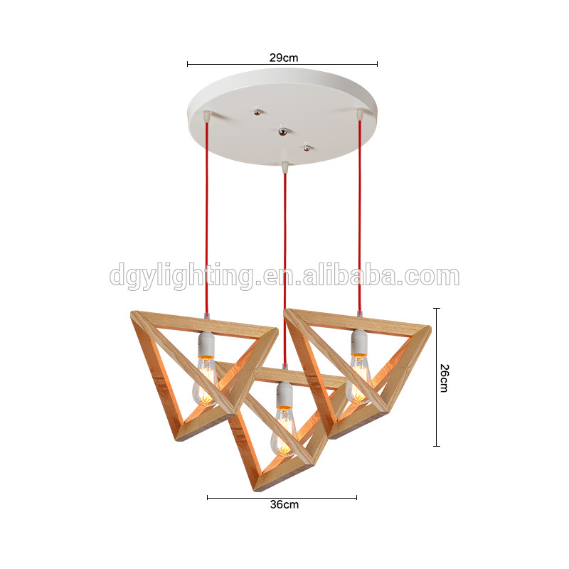 Geometric shaped industrial modern natural wooden pendant chandelier light