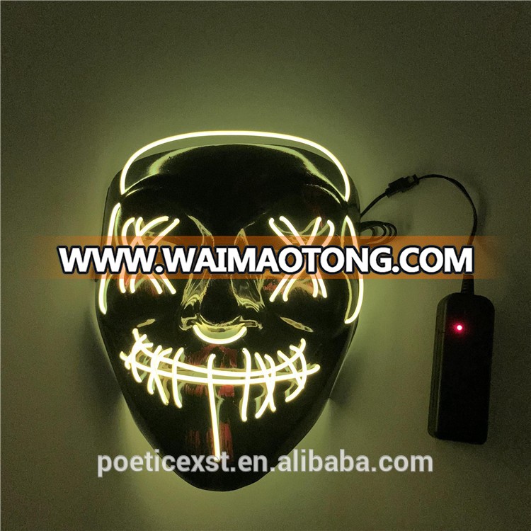 PoeticExst Halloween Flashing Led Face Mask For Party,Funning EL Wire Mask,Led Mask Party