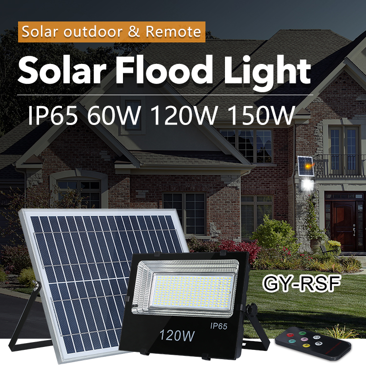 High lumen ip65 remote control outdoor smd 120w led solar flood light