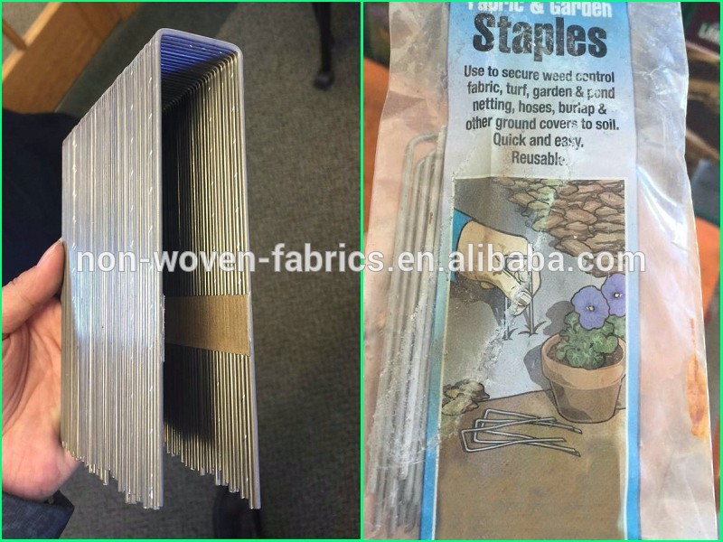 U type fabric and garden staple used for secure weed control fabric