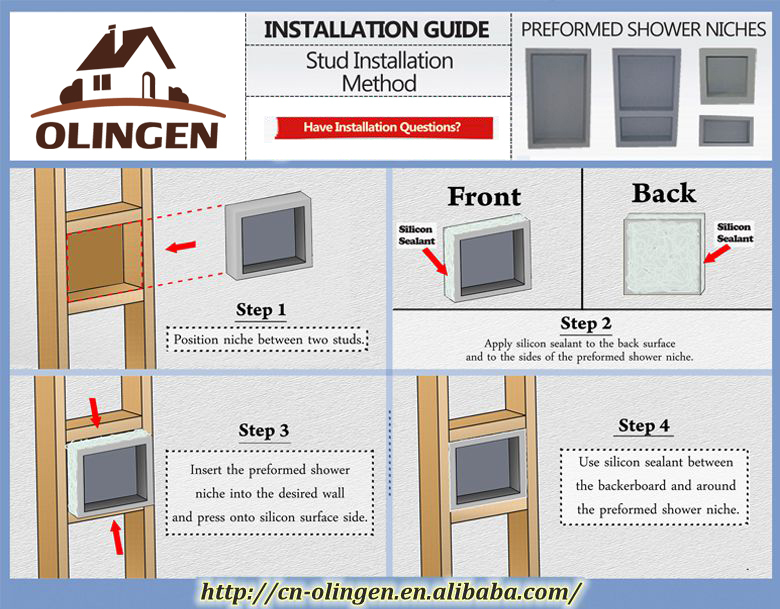 XPS Composite Board Recessed Shelves For Shower Shampoo Shelf