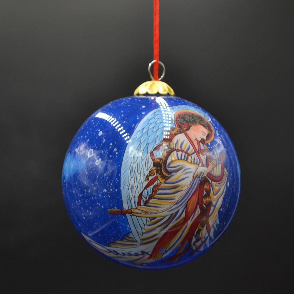 inside painting glass Christmas bauble for Christmas tree