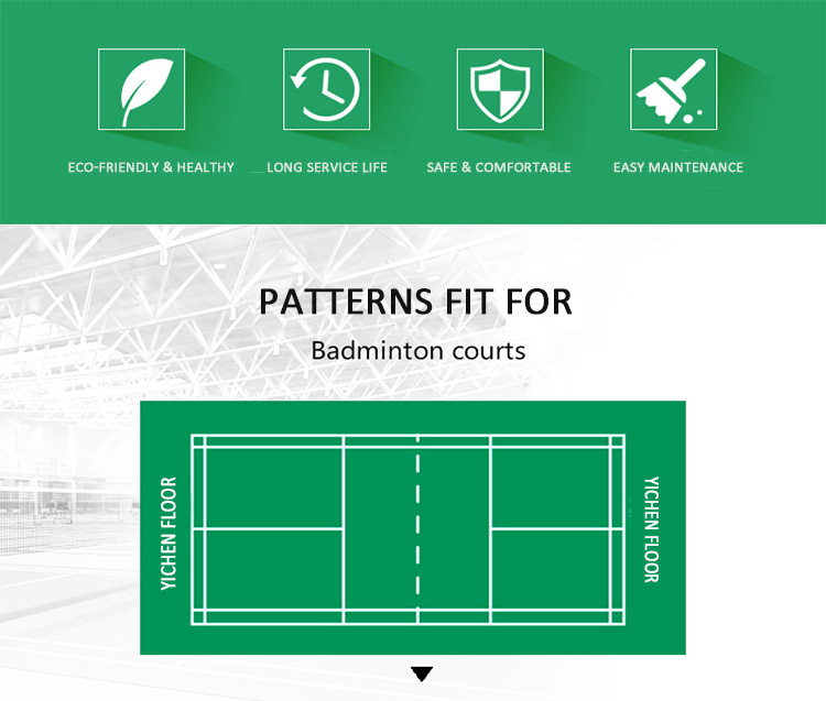 Yichen badminton court mat for badminton flooring/kindergarten/Gym//Dance Hall/hospital In Stock