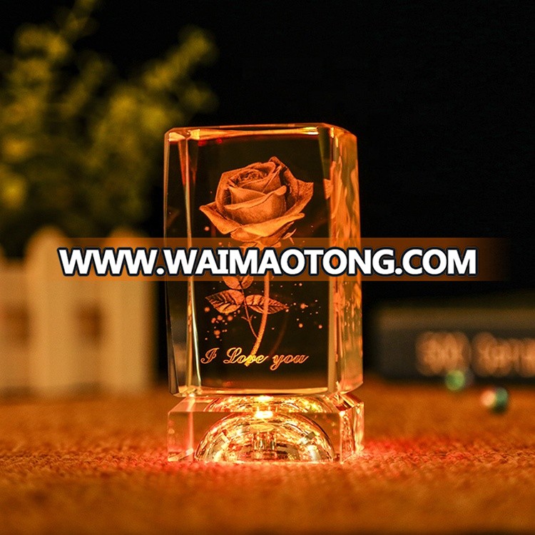 lovely 3d laser crystal anniversary souvenir,crystal wedding gift