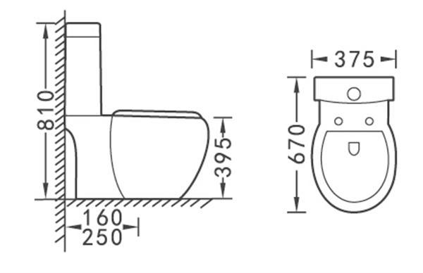 Washdown Closed Couple Ceramic Two Piece Toilet