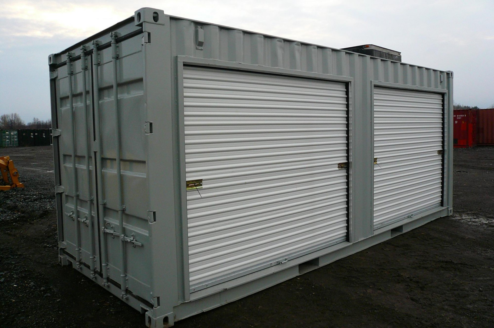 shutter door and locking the door shipping container for storage