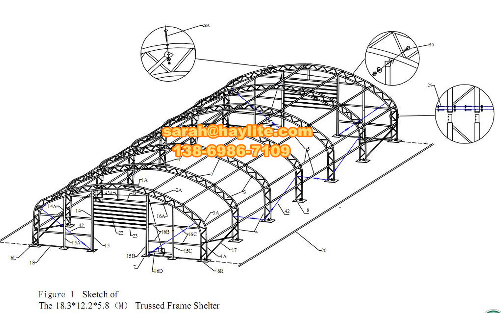 Construction steel structure warehouse Tent 40FT x60FT