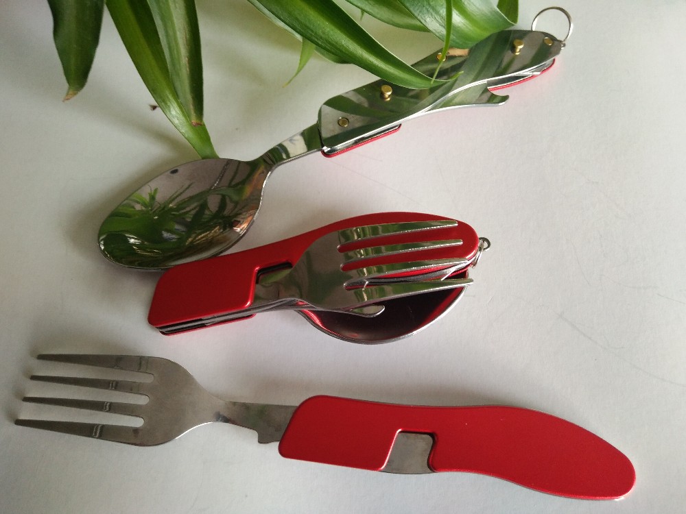 detachable stainless steel spoon and fork with bottle opener knife