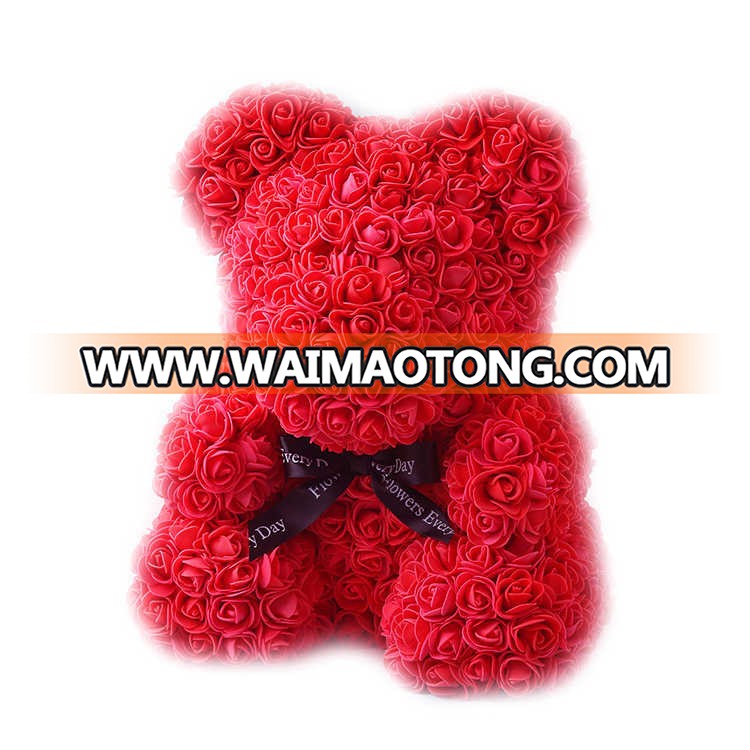 Amazon Hot Sale Teddy Bear Rose Forever Handmade Foam Roes Bear Teddy Red Flower Bear Rose For Valentine Gift