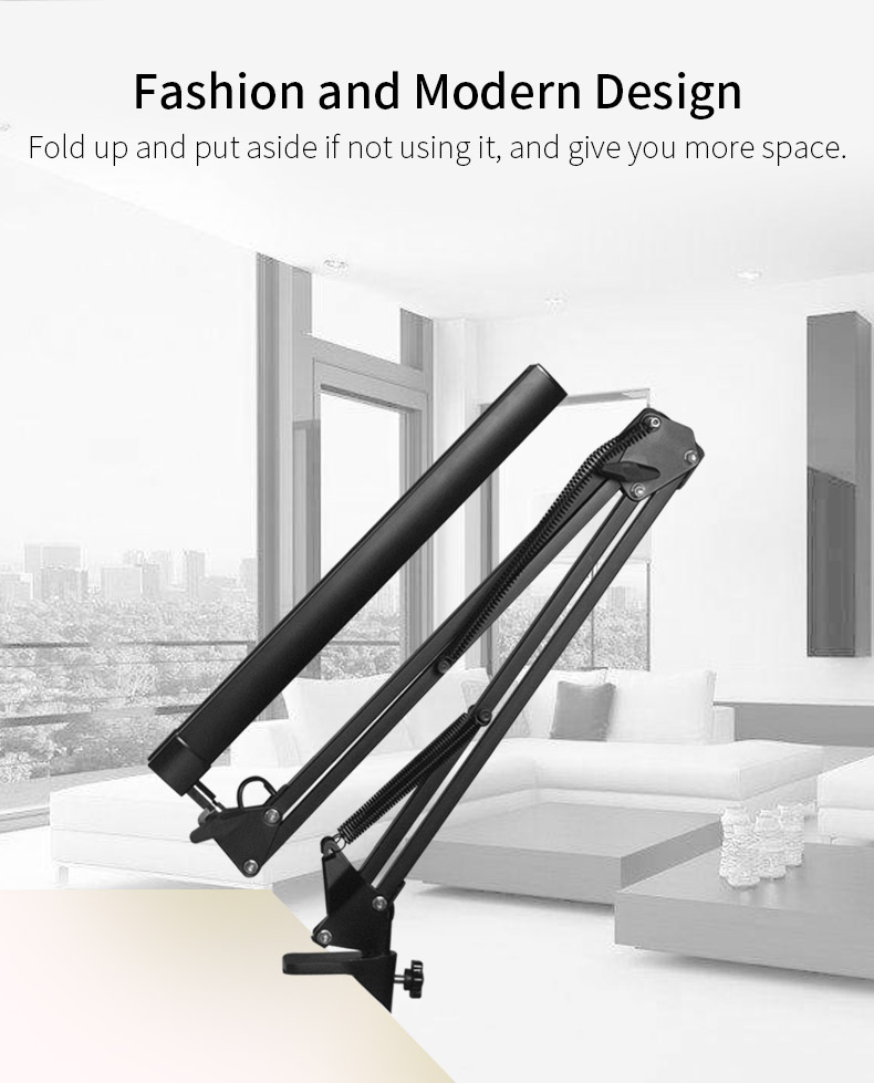 Touch Control Mental Swing Arm Dimmable Dual Color Temperature Task Table Lamp with Clamp Working Light