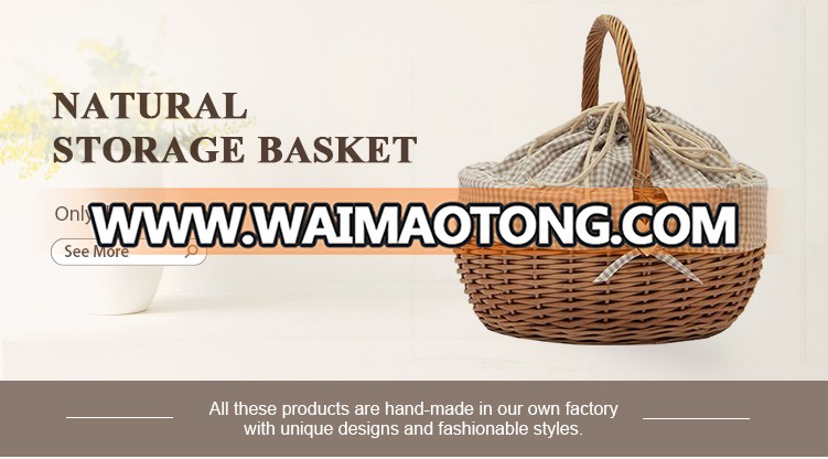 China wholesale customized handmade 100% natural antique wicker egg basket with fabric cover