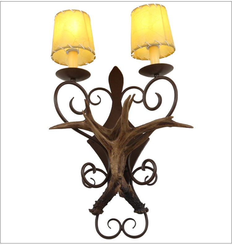 Wholesale vintage resin antlers modern hotel wall lamp with E14 edison bulb wall lamp hotel headboard