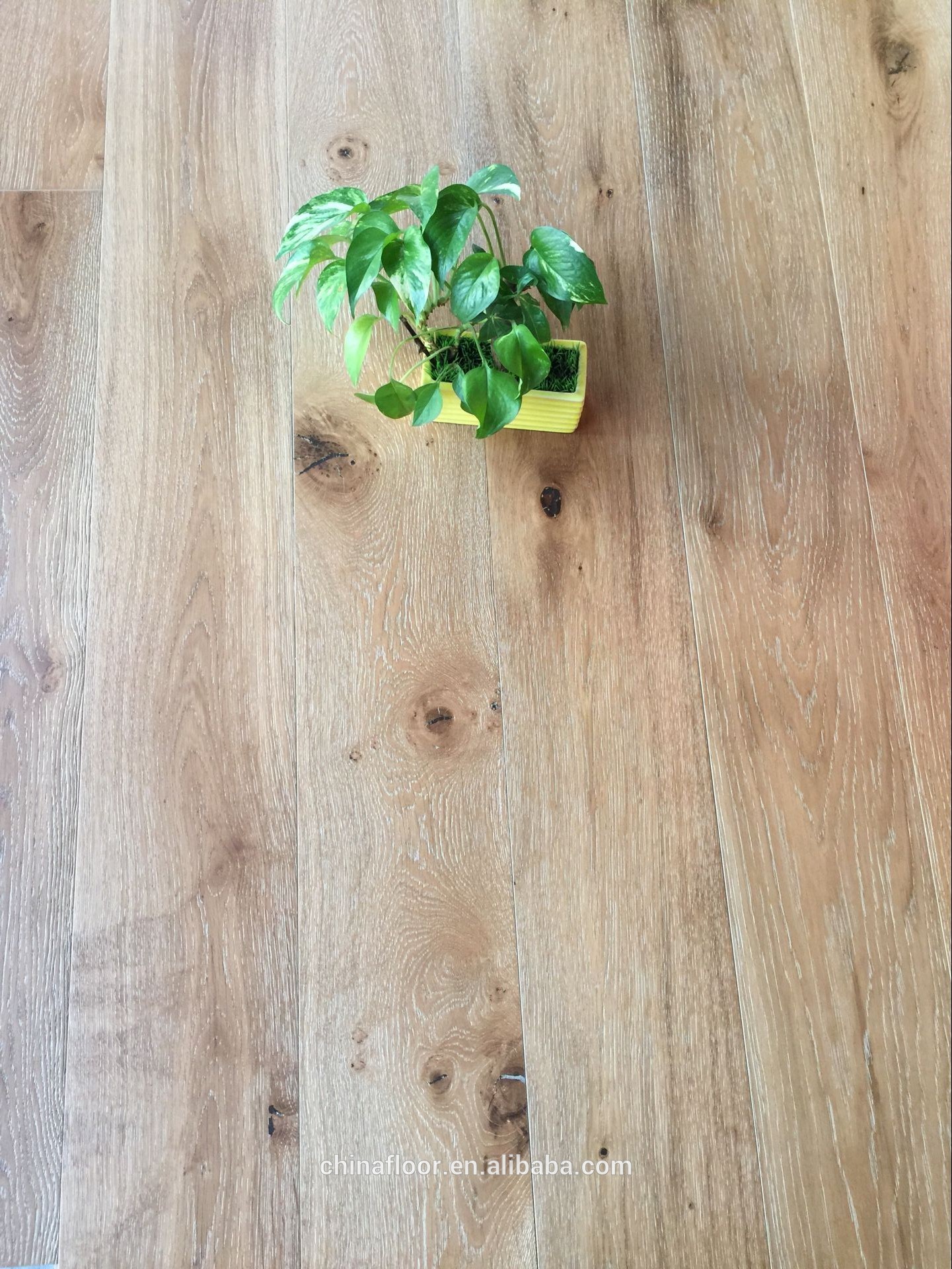 Deep white brushed wide plank European Oak engineered wood floor