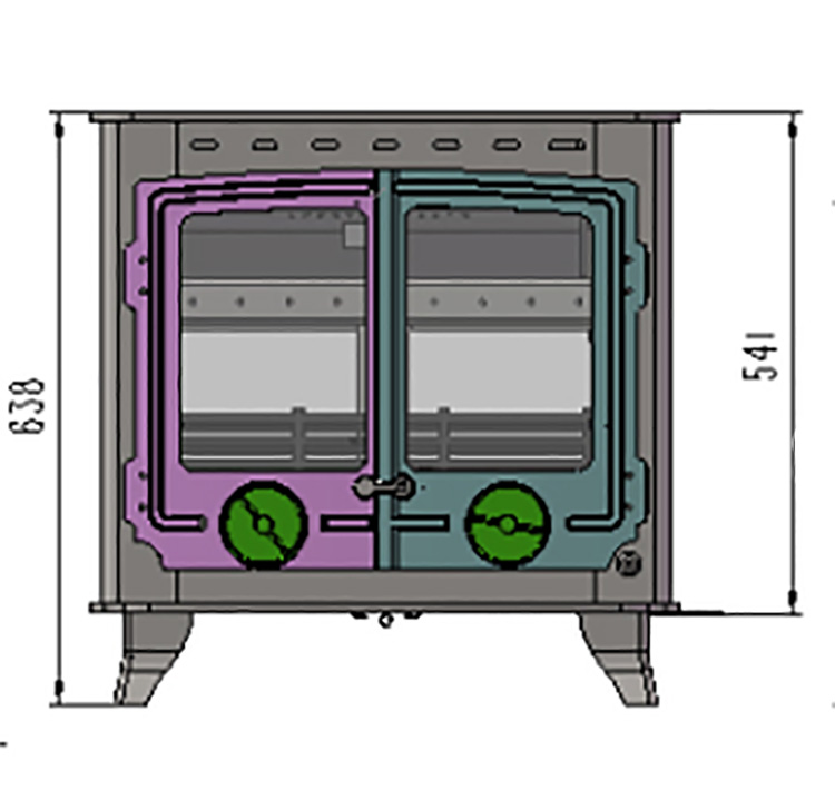 2017 New Design Double Door Cold Rolled Steel Material Wood Stove
