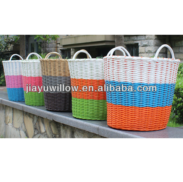 Colored Plastic rattan laundry basket