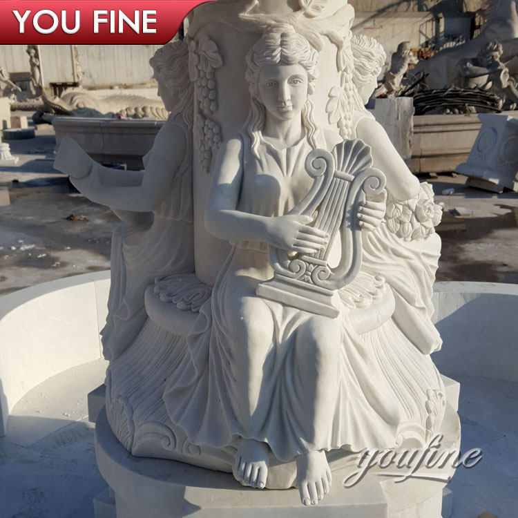 Hand Carved Garden Water Fountain With Marble Women