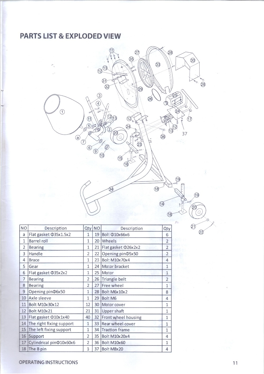 China Hot-Selling Central Machinery Cement Mixer Parts 1 Cubic Meter